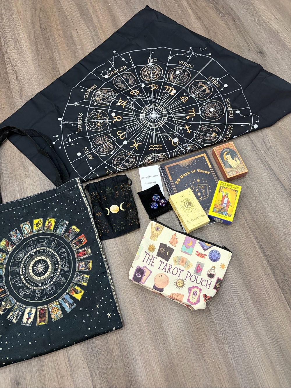 Source Unknown Black Astrology Zodiac Tarot Tote & Pouches Set